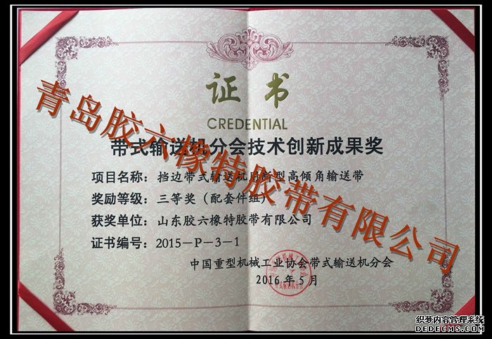 中國帶機(jī)協(xié)會(huì)技術(shù)創(chuàng)新成果證書